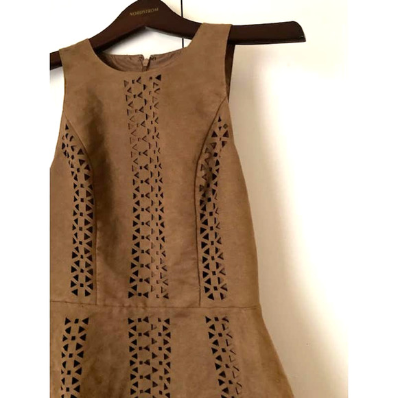 Mossimo Brown Faux-Suede Dress - Cut Out Pattern Dress - XS - Picture 3 of 9